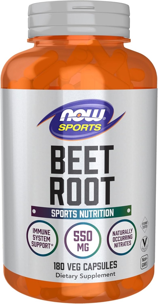 Now Foods Sport, Beet Root Veg, Sport Nutrition, Immunsystemet Support *, 550 MG, Naturlig Occurring Nitrater, 180 Veg Kapsler