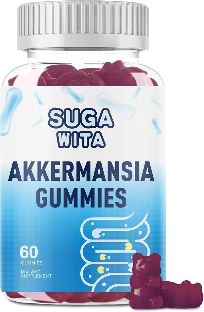 GLP1- 1; Akkermansia Probiotika Gummies Supplement, Akkermansia Muciniphila 100 millioner AFU med Inulin 400mg, understøtter fordøjelsesbesvær & Gut for mænd og kvinder, 60 Counts