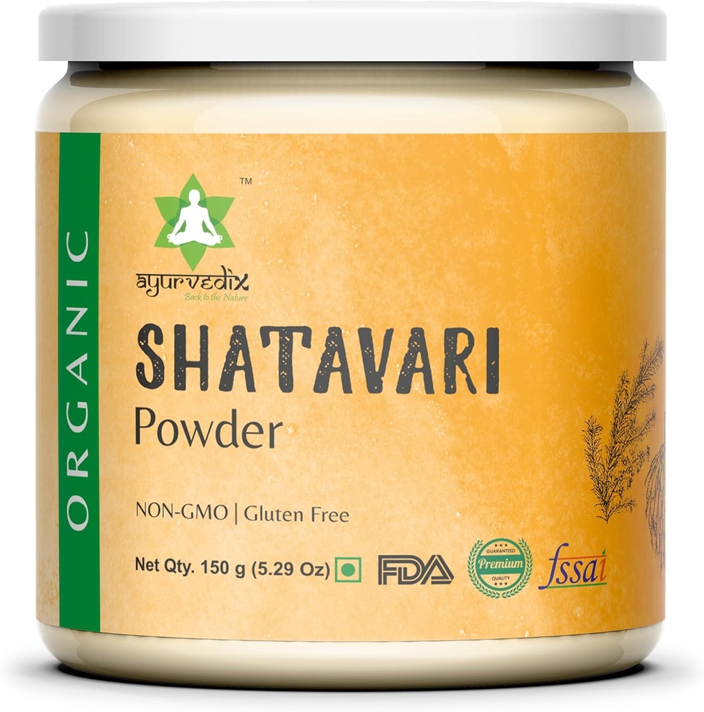 Organic Shatavari Powder - Asparagus racemosus Herbal supplement understøtter menstruation kramper Relief, Hormonal balance, øger immunitet og inflation reaktion - 150gm / 5.2oz