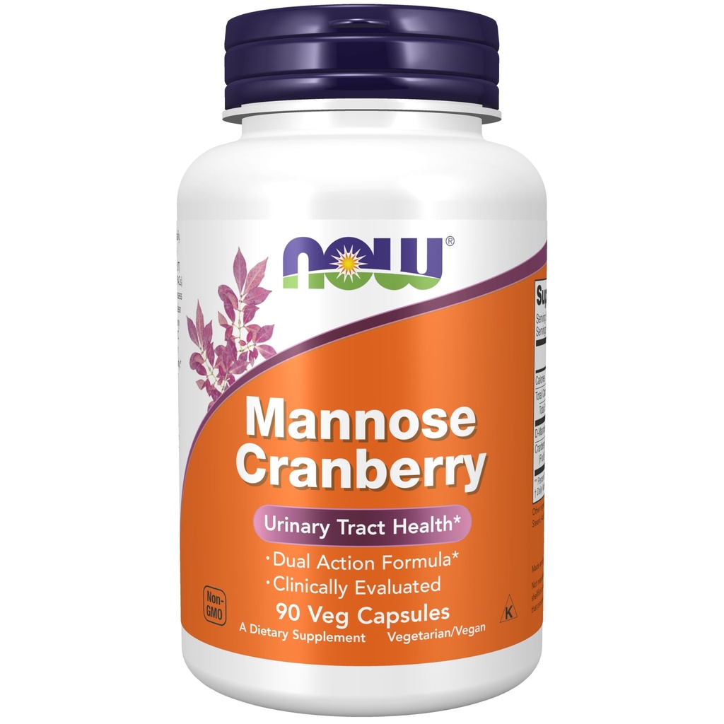 Now Foods Supplements, Mannose Cranberry, Dual Action Formel *, klinisk vurderet, Urinary Tract Health *, 90 Veg Kapsler