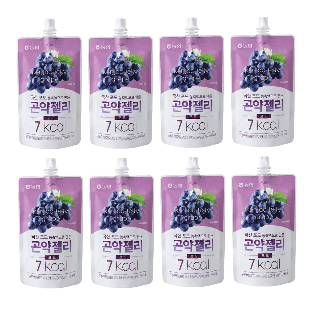 [NongHyup] Grape Konjac Jelly, Produkt fra Korea, Sunde og naturlige vægttab kost supplement fødevarer, lav kalorie, Overfladebehandling, 100% Overfladebehandling (150g x 8 Pakker) (Grape Flavor)