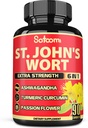 Satomi St. John 's Wort Capsules Extract Supplement - 6 urter Ækvivalent 5050 mg - Følelsesmæssig balance, Joyful Mood & Mood Support - 1 Pack 90 Veggie Caps 3- Måned Supply