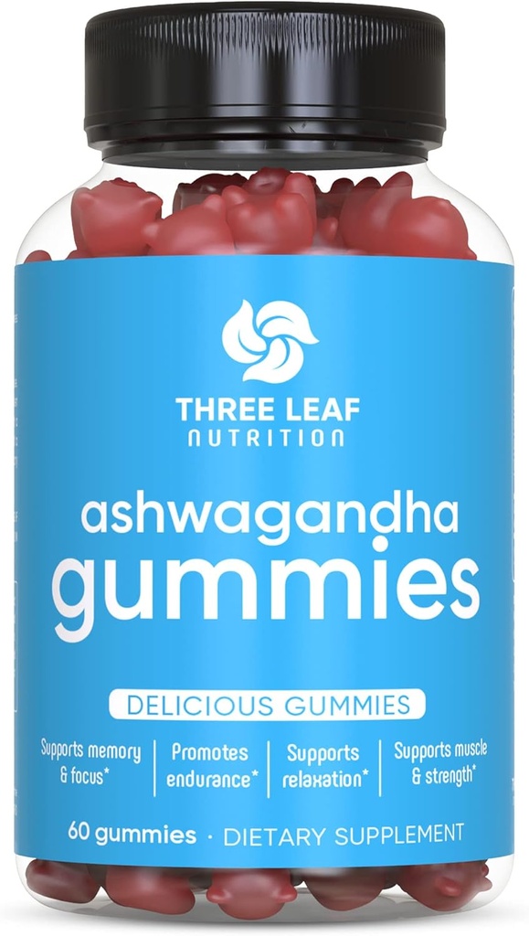 Ashwagandha Gummies til mænd og kvinder - Ashwagandha Kosttilskud understøtter fokus, hukommelse, Calmness & Energy - Ashwagandha Extract Gummy - 60 Gummies