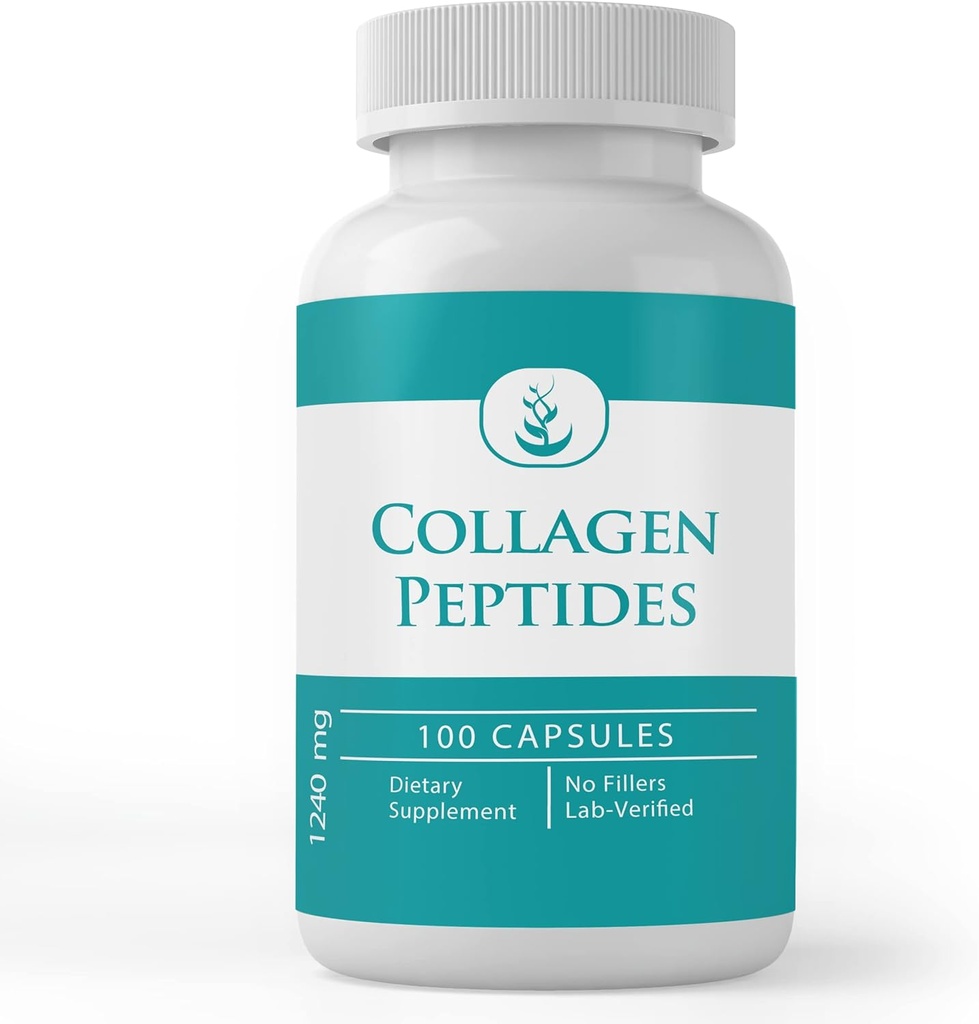 Pure Original Ingredienser Collagen Peptid, (100 kapsler) Pure, Ingen tilsætningsstoffer eller Fillers, Lab Verified