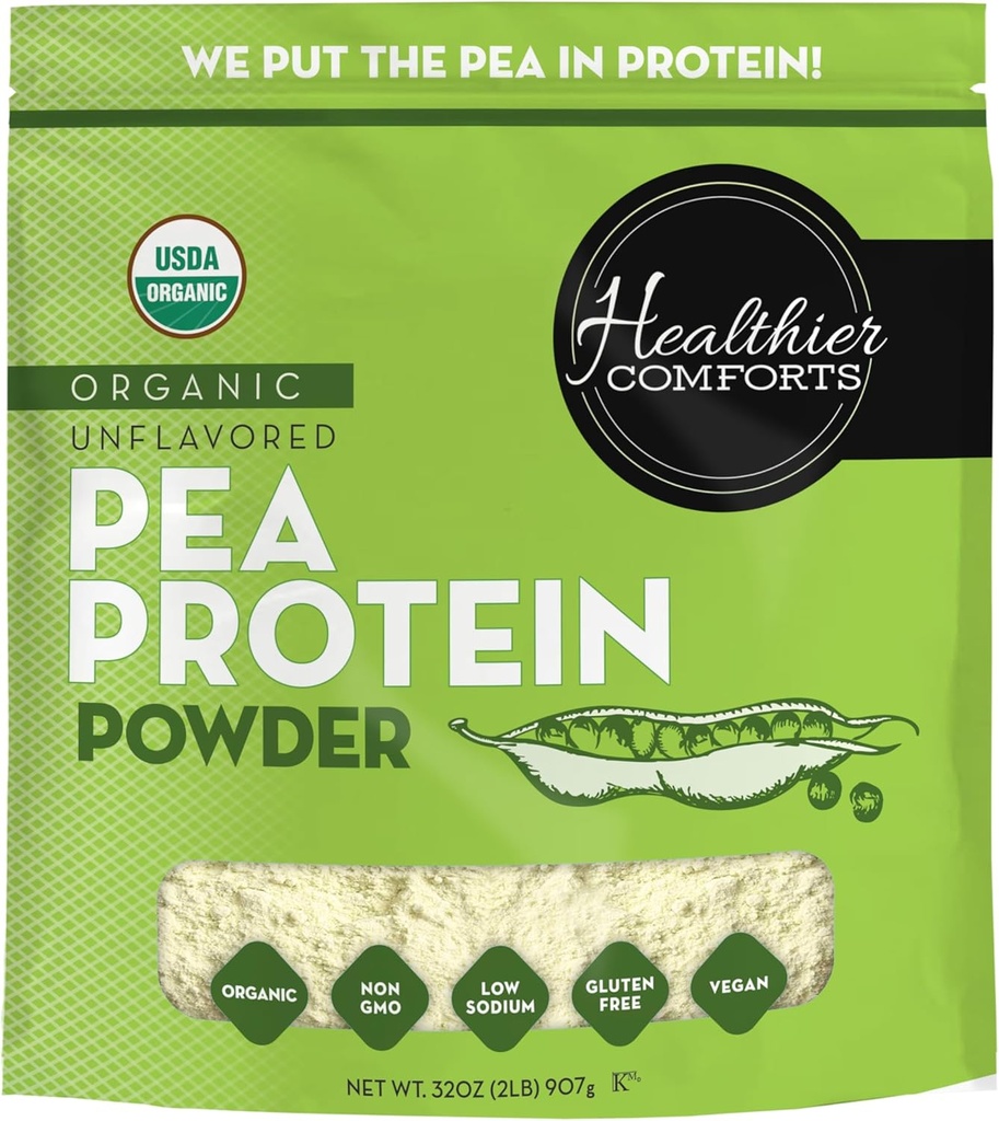 Healthcomforts Unflavored Pea Protein Powder - Lavt natrium (2 LB.)
