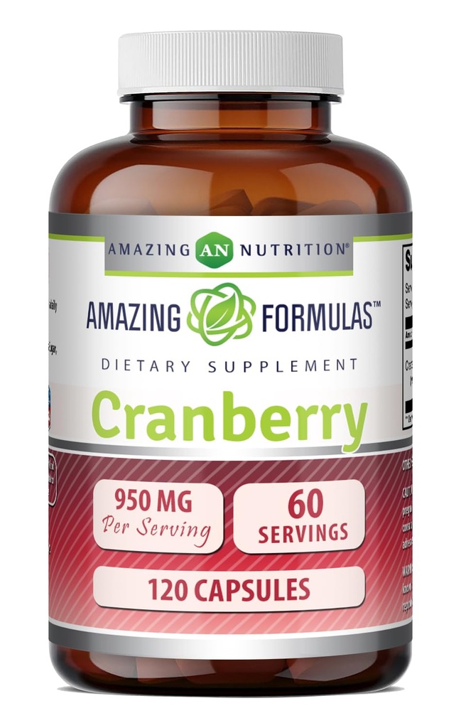 Amazing Formulas Cranberry Extract Shuttle 124; 950 Mg Per Serving Shuttle 124; 120 Kapsler Supplement 124; Non- GMO, Gluten Free, Made in USA