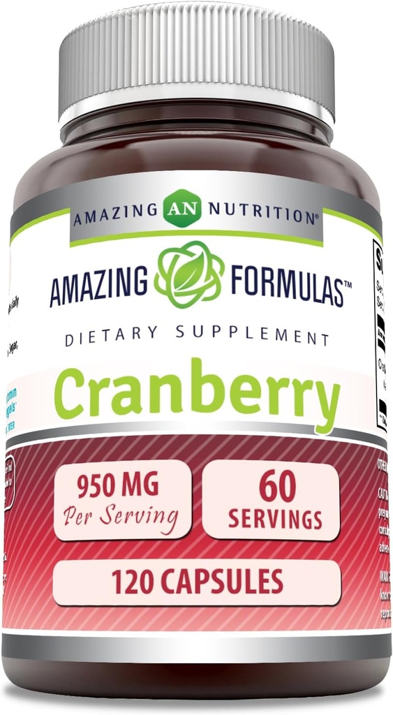 Amazing Formulas Cranberry Extract Shuttle 124; 950 Mg Per Serving Shuttle 124; 120 Kapsler Supplement 124; Non- GMO, Gluten Free, Made in USA