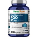 NusaPure PQQ Supplement 40 mg, 120 Veggie kapsler, non- GMO, Pyrroloquinolin Quinone Dinatriumsalt, Bioperin
