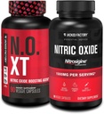 Jacked Factory N.O. XT nitrogenoxid tillæg (90 kapsler) & nitrosigine L- arginin nitrogenoxid booster (90 kapsler) for muskelvækst, pumper, vaskularitet og energi