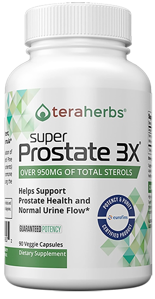 teraurter Super Prostata 3X - Bregen Control, & Støtte til udvidet prostata & hyppig vandladning - Prostata Kosttilskud til mænd - 90 kapsler