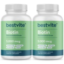 BESTVITE Biotin 5000mcg (240 Vegetariske Kapsler) (120 x 2) - Ingen Stearates - Ingen Flow Agents - Vegan - Ikke GMO - Gluten Free - Hår, hud, negle