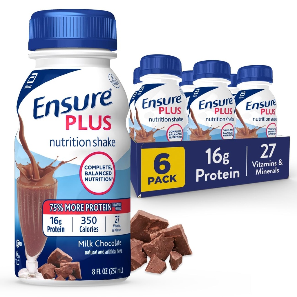 Sikre Plus Milk Chokolade Nutrition Shake 124; Meal Erstatning Shake 124; Klar til at drikke â 124; 16g Protein og 27 Vitamin og mineralsk • 124; 8 fl oz - 6 Pack