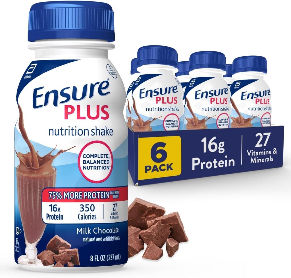 Sikre Plus Milk Chokolade Nutrition Shake 124; Meal Erstatning Shake 124; Klar til at drikke â 124; 16g Protein og 27 Vitamin og mineralsk • 124; 8 fl oz - 6 Pack