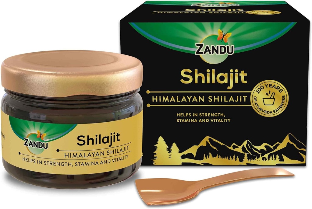 Zandu Himalayan Shilajit Resin 124; Natural Plant- Based Supplement for Energy, Strength & Physical Performance