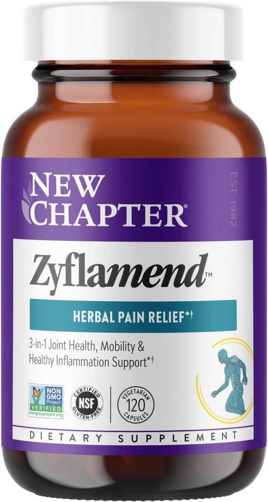 Nyt kapitel Zyflamend ™ Multi- Herbal Pain Reliever + Joint Supplement, 10- in-1 Superfood Blend med Ginger & Gurkemeje for sund inflammation Response & Herbal Pain Relief +, 120 Tæl