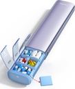 Vayrådyr 7 Dag Ugentlig Pill Organizer (Support 2 gange om dagen), Metal Travel Pill Case, Stor kapacitet Daily Cute Pill Box for Kosttilskud, Pills, Vitaminer og Medicin (lilla), 8.3 * 2.1 * 1.2 tommer
