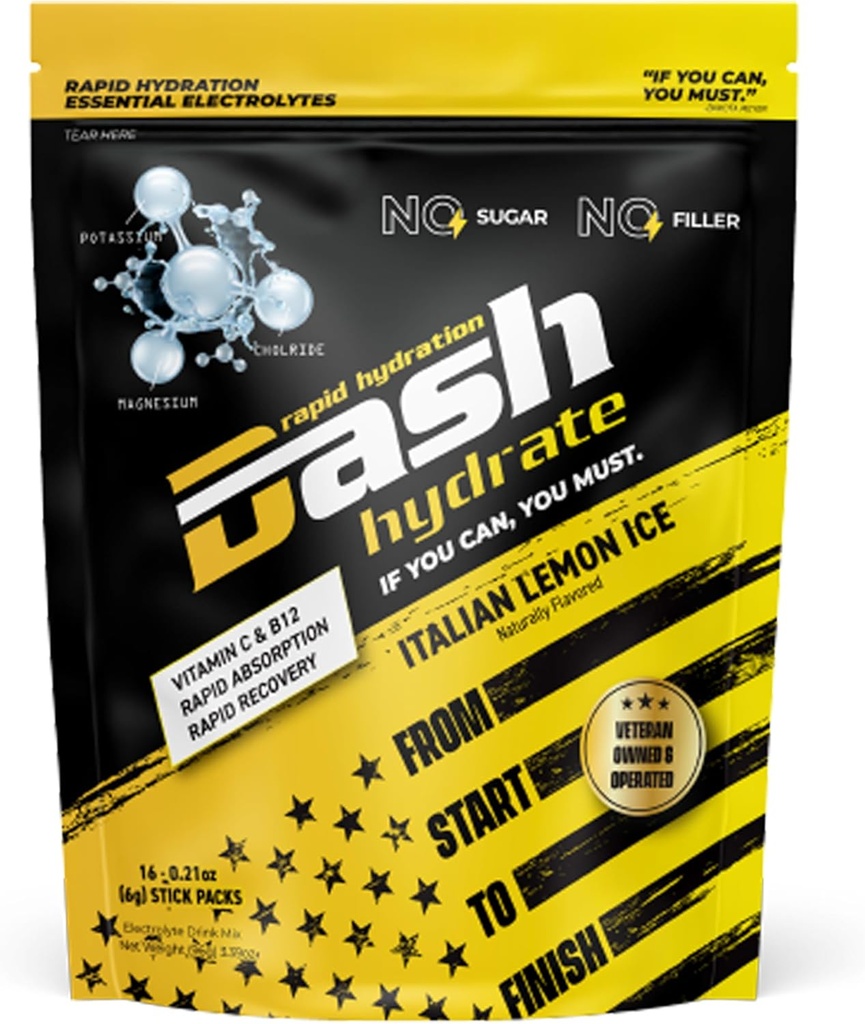 Rapid Hydration Electrolyte Drink Mix Pakker • 124; Rapid Absorption & Recovery uden sukker • 124; Aktiver energi - Detoxify - Support • 124; 16 ct (italiensk Lemon Ice)