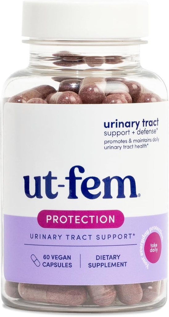 UT- Fem Protection - Urin Tract Defense for Women, 31- in-1 Daily Defense Formel til at beskytte Urinary Tract Health, D- Mannose, Cranberry + Hibiscus, Natural Supplement - 60 Veganske kapsler