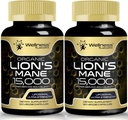 Lions Mane Support Kapsler - 120 Count - Mushroom Supplement, Brain Supplements for Memory and Focus, Lions Mane Mushroom Kapsler - Kognitiv & immunforsvar, Focus Supplement - 2 Pack