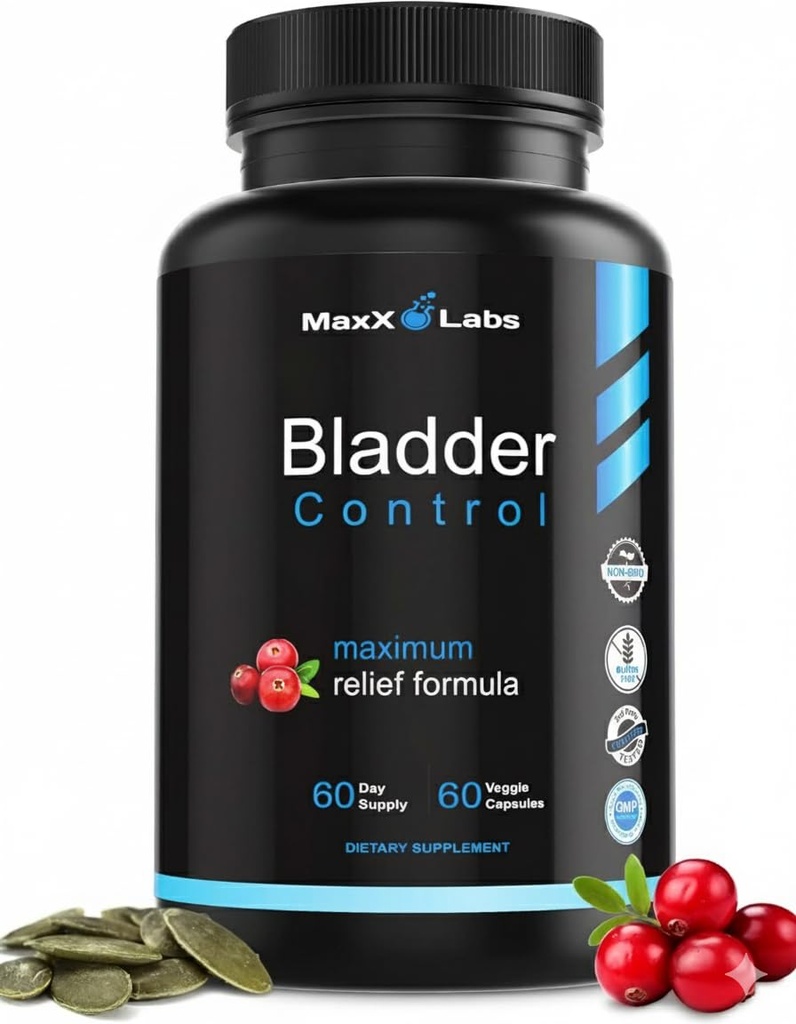 Blogen Control Supplement - Overaktive Bstige Control Pills - Potent Blend af græskarfrø Olie, Cranberry Extract & Vitamin D3 - Urinvejsinfektion Behandling for kvinder & mænd - 60Ct