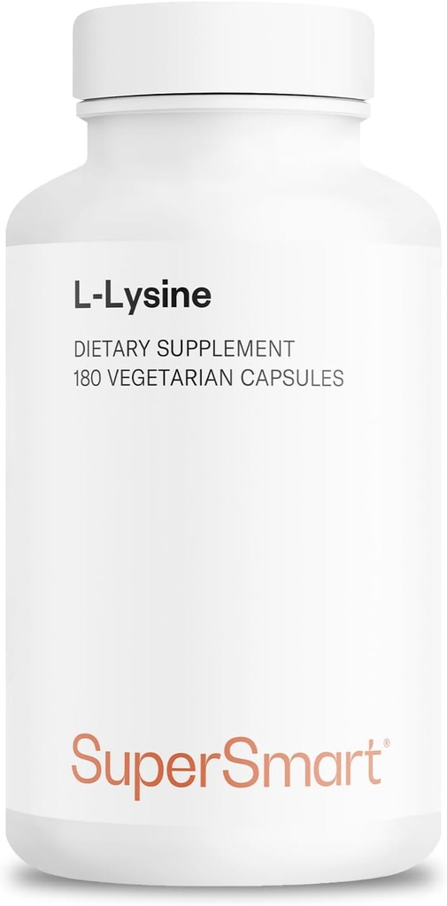 Supersmart - L- Lysin 6000mg per dag (høj styrke) - Essential Aminosyre Lysin Supplement - 124; Non- GMO & Gluten Free - 180 vegetariske kapsler