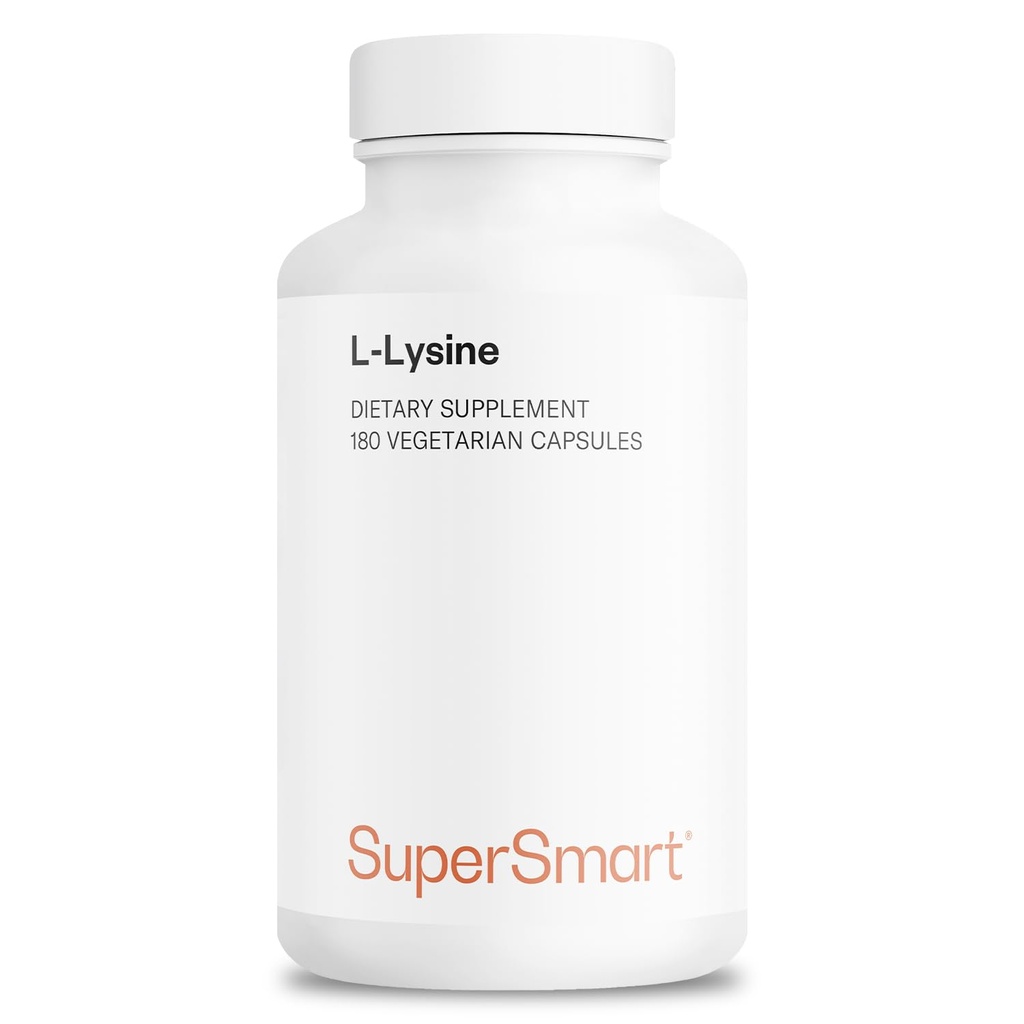 Supersmart - L- Lysin 6000mg per dag (høj styrke) - Essential Aminosyre Lysin Supplement - 124; Non- GMO & Gluten Free - 180 vegetariske kapsler