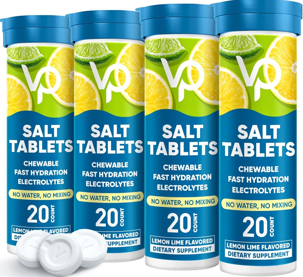 Venture Pal Chewable Electrolyte Tablets, 80 Grev Fast- Opløs sukkerfri stick salt tablets - Variety Pack til hurtig hydrering, Udendørs løb, vandreture, Sports Buddy 124; Keto & Vegan Friendly