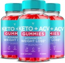 (3 Pack) Keto ACV Gummies Advanced Weight Loss, ACV Keto Gummies for Weight Loss Women Mænd Keto + 1000MG Apple Cider Vinagar Advanced Fat Burn Dietary Support Gummy Supplement Formel (180 Gummies)