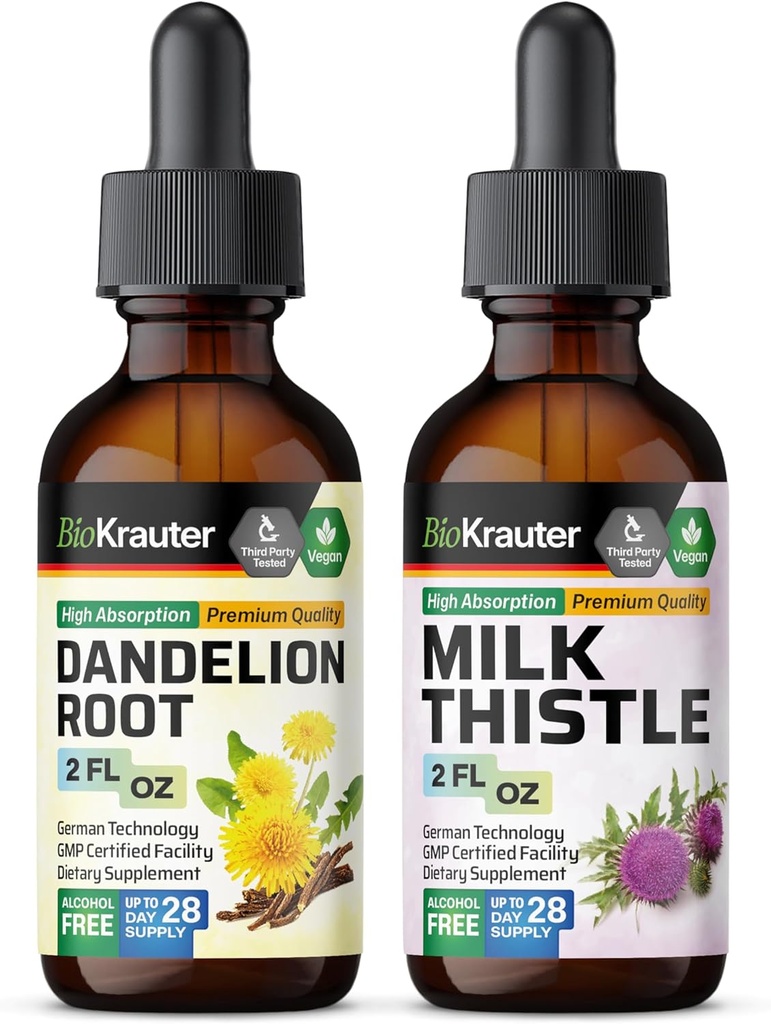 BIO KRAUTER Dandelion Tinktur 2 Fl. Oz. & Milk Thistle Tinktur 2 Fl. Oz.