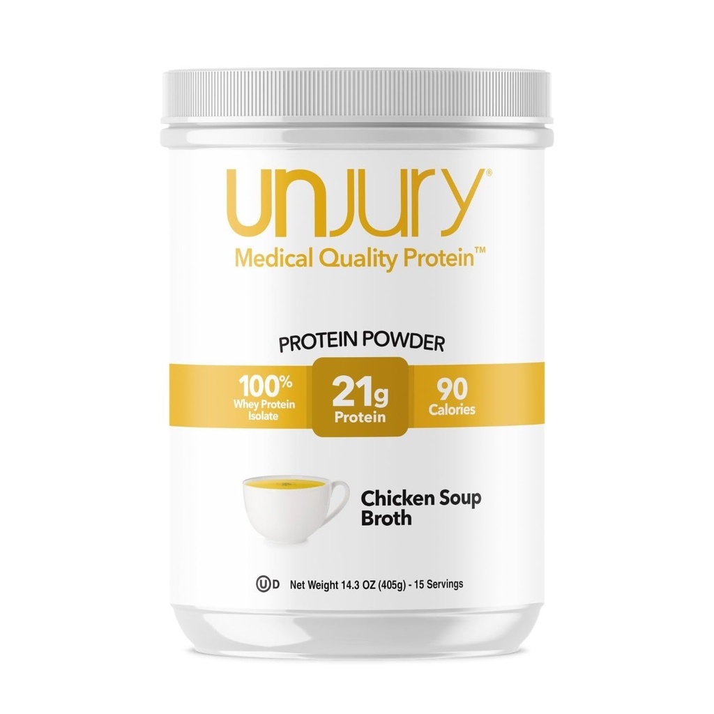 Unjury Whey Protein Powder 124; Chicken Soup Flavored High Protein Soup 124; 21g 100% Whey Isolate Protein Powder 124; Low Carb and Sugar Free