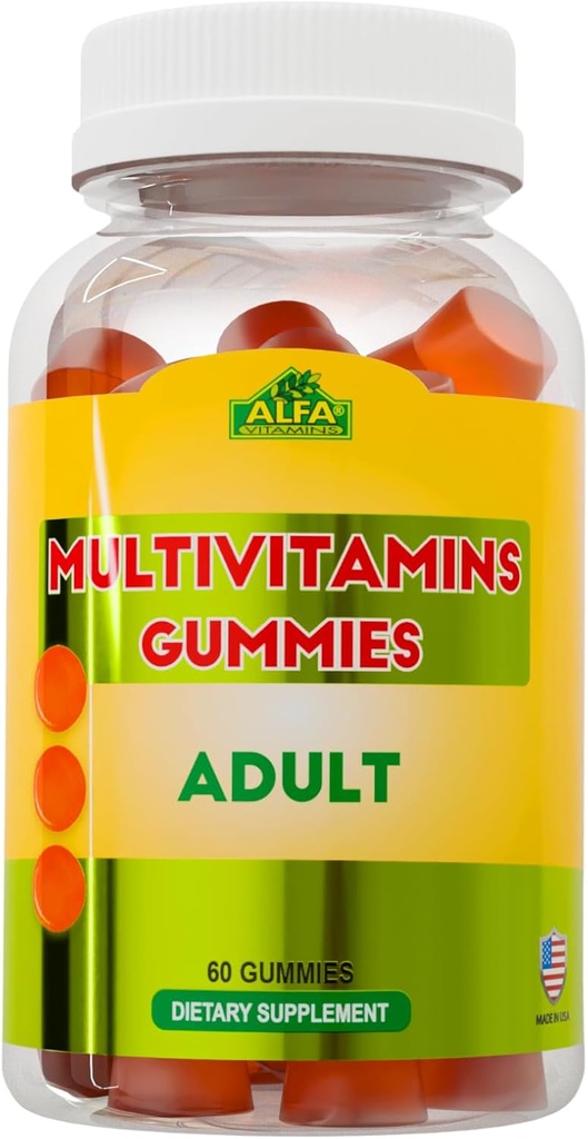 ALFA VITAMINS Multivitaminer til voksne understøtter Cellular Energy Production - Essential Daily Vitamin & Minerals - Immunsystemet Booster - Natural Orange Flavor (60 gummies)