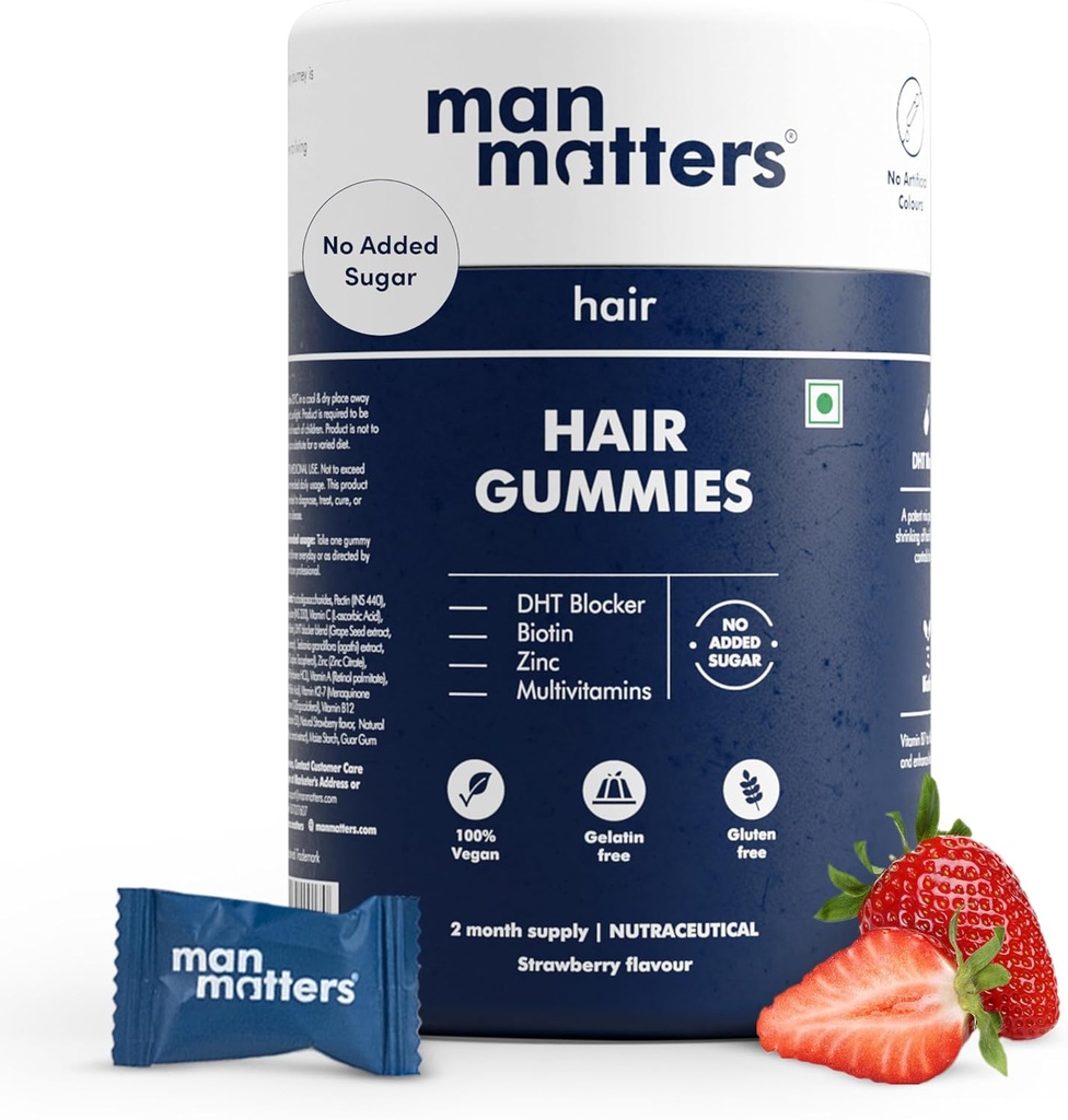 Mand sager Biotin Hår Gummy for sunde hår Budding124; Ingen Sukker Tilføjet Budding124; Biotin Gummier med Hår Vitamin Budding- 124; Vitamin A, Vitamin C, Vitamin E & Zink124; 60 Gummier