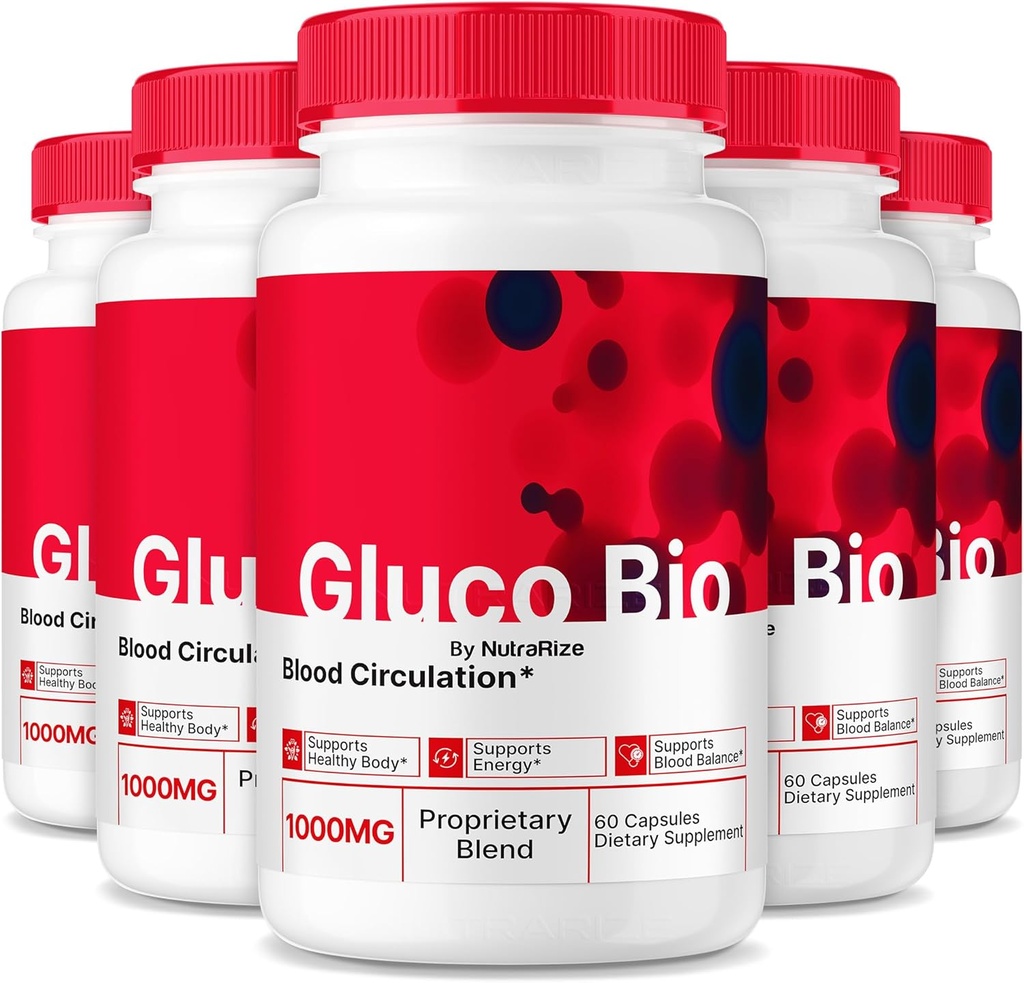 (5 Pack) GlucoBio Capsules, Official Gluco Bio Blood Support Supplement, All Natural Formula to Support Overall Health and Wellness, Premium Vitamin Pills, GlucoBio Reviews (300 Capsules)