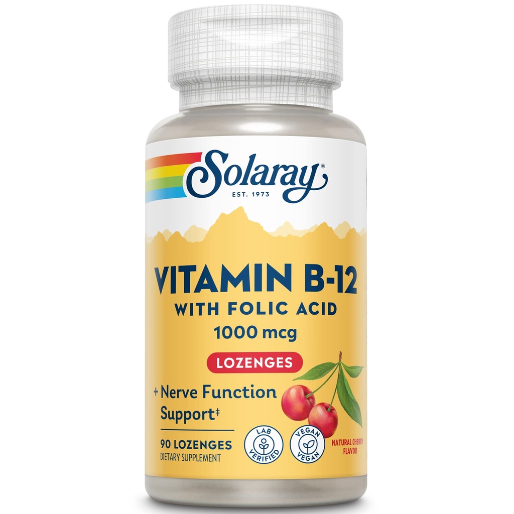 SOLARAY Vitamin B-12 1000mcg Lozenges med folinsyre