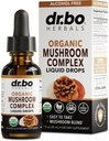 Organic Lions Mane Mushroom Complex - Mushroom Supplement flydende dråber tinktur til fokus, tåge, hjerne sundhed kosttilskud - Vegan, Herbal Organic Lions Mane Mushrooms, Reishi, Tyrkiet Tail Extract 1oz