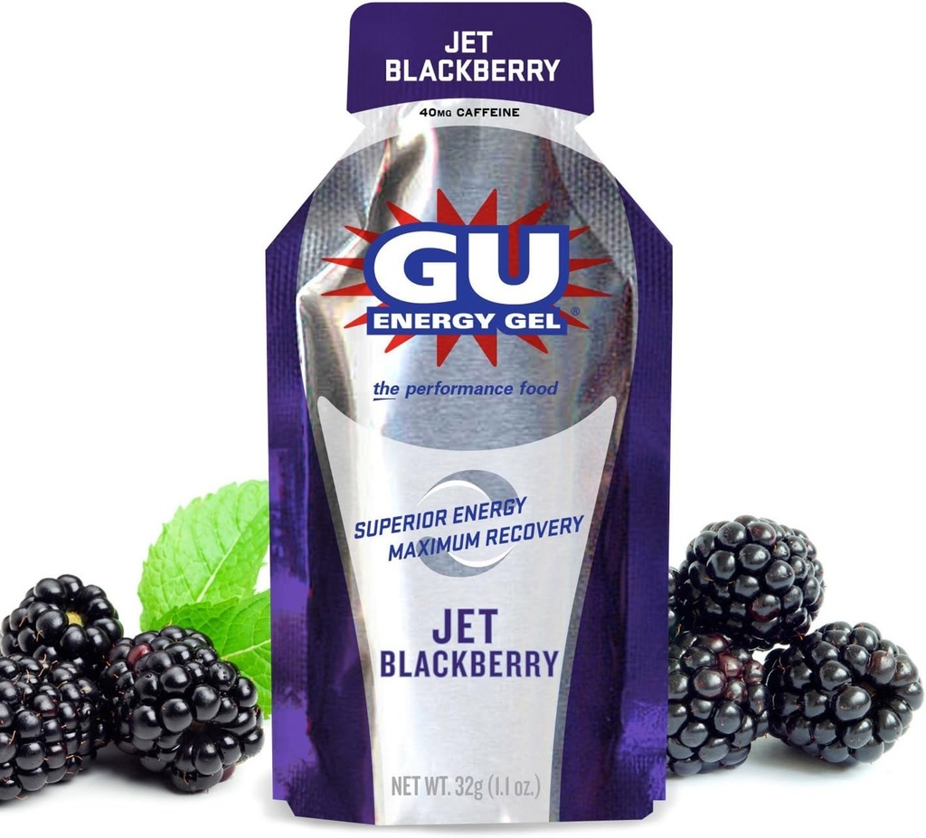 GU Energy Original Sport Nutrition Energy Gel, Jet BlackBerry, 8 Greve