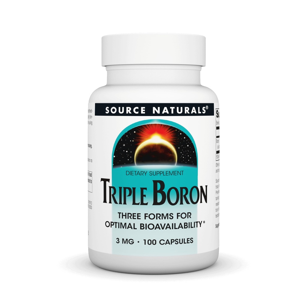 Source Naturals, Triple Boron, Three Forms for Optimal Bioavailibilty*, Contains 3 Forms of the Trace Mineral Boron – Citrate, Aspartate, and Glycinate, 3mg - 100 Capsules