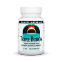 Source Naturals, Triple Boron, Three Forms for Optimal Bioutilibilty *, Indeholder 3 Forms of The Trace Mineral Boron - Citrate, Aspartat og Glycinate, 3 mg - 100 Kapsler