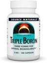 Source Naturals, Triple Boron, Three Forms for Optimal Bioutilibilty *, Indeholder 3 Forms of The Trace Mineral Boron - Citrate, Aspartat og Glycinate, 3 mg - 100 Kapsler