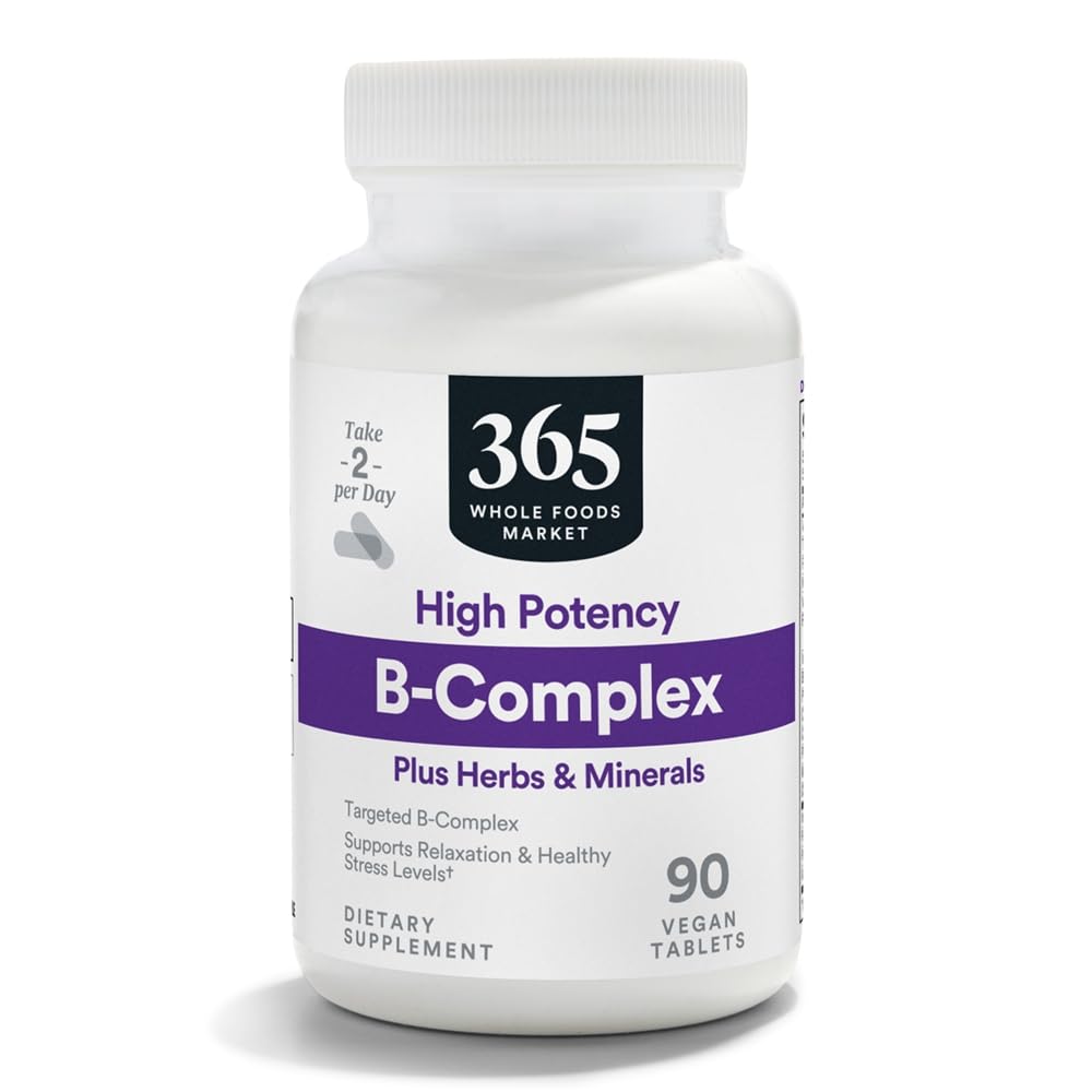 365 af Whole Foods Market, High Potency Vitamin B Complex med urtetilskud tabletter, 90 CT