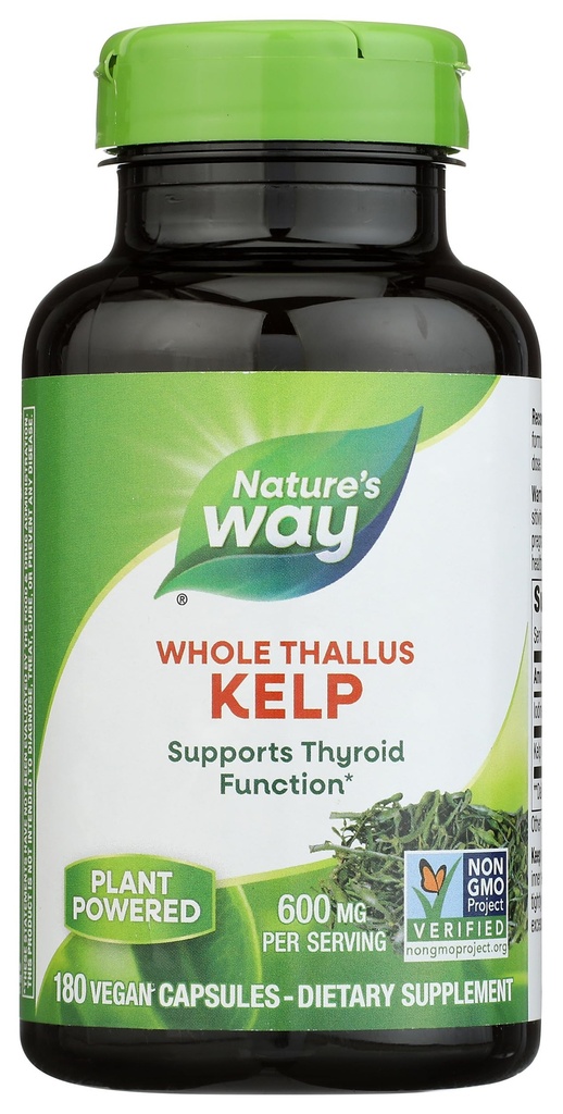 Nature 's Way Kelp, Understøtter Thyreoideafunktion *, 600 mg per servering, Non- GMO Project Verified, 180 kapsler (Packaging May Vary)