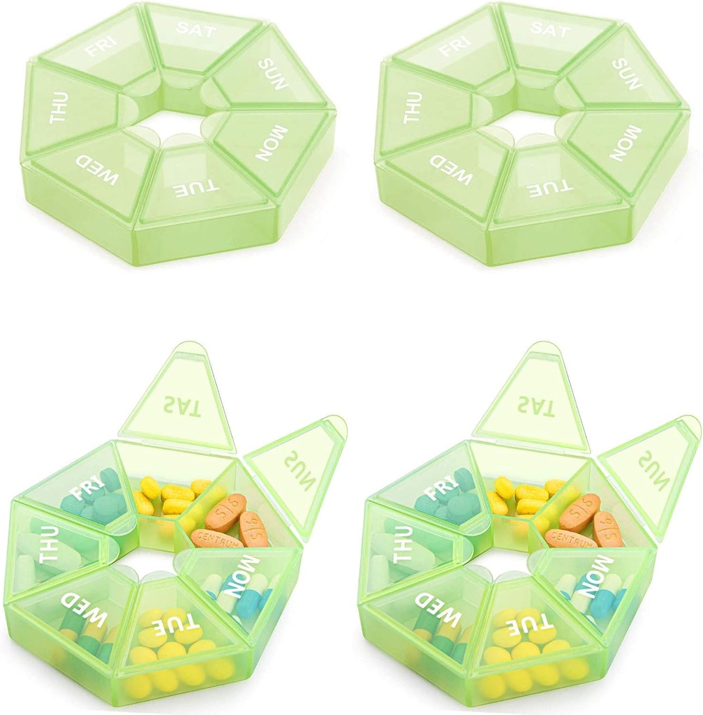 Ugentlig Pill Organizer Stor 7 dages Pill Box Organizer Daglig medicin sag for Vitamin Fish Oil Pills Kosttilskud Gigt Venlig