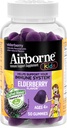 Airborne Kids Elderberry + Zink & C-vitamin Gummies, Kids immunforsvar med kraftfulde antioxidanter VIT D & E - 50 Gummies, Elderberry Flavor