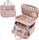 Yarwo Pill flaske Organizer Tom, Double Layer Medicine Travel Storage Bag med 5 brugerdefinerede Dividers og Lockable Zippers til receptpligtig Flasker og Nødhjælp Supplies, Pink
