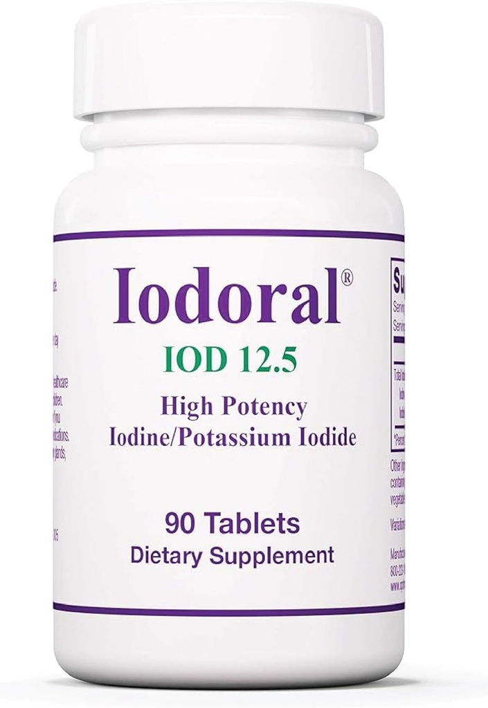 Optimox Iodoral 12, 5 mg tillæg - Jod supplement, thyreoideatilskud til kvinder og mænd, Lugol Solution Pills, Kalium Iodide Tablets, Daily Mineral Complex - 90 Greve