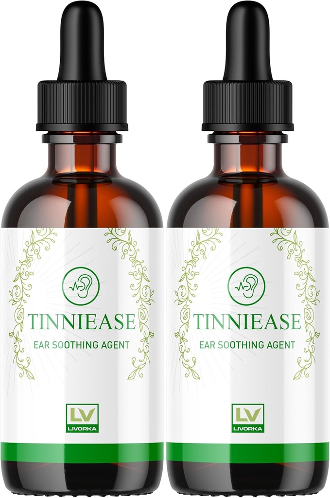 LIVORKA (2 Pack) Tinniease Drops, Tinniease Drops til hørestøtte, Tinni Ease Drops, Tinniease Ear Drops, 2 flasker til 60 dage