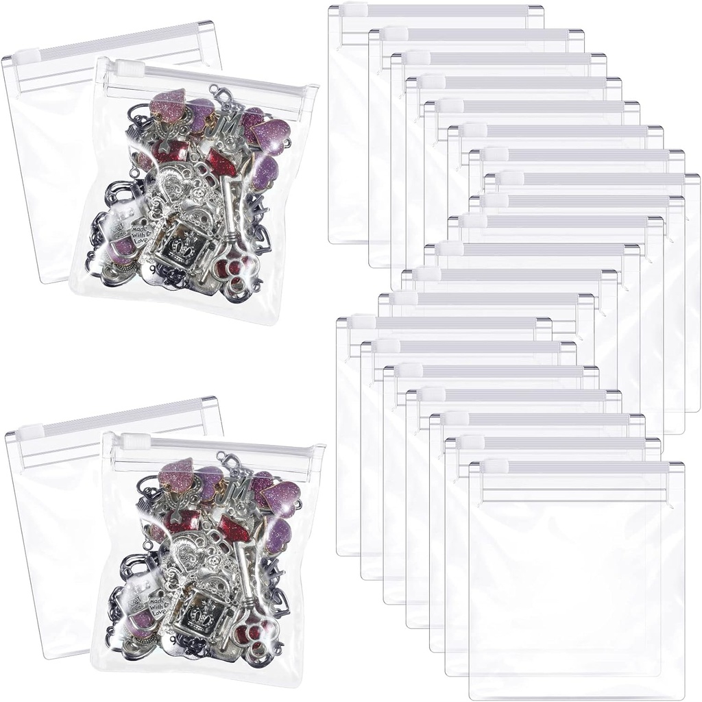 72 Stykker Pil Pouch Tasker Zipered Pil Pouch Genanvendelige Pill Tasker Clear Plastic Pill Tasker Self Forsegling Travel Medicine Organizer Opbevaring med Slide Lock til Torve Lever Olie, Piller og små genstande