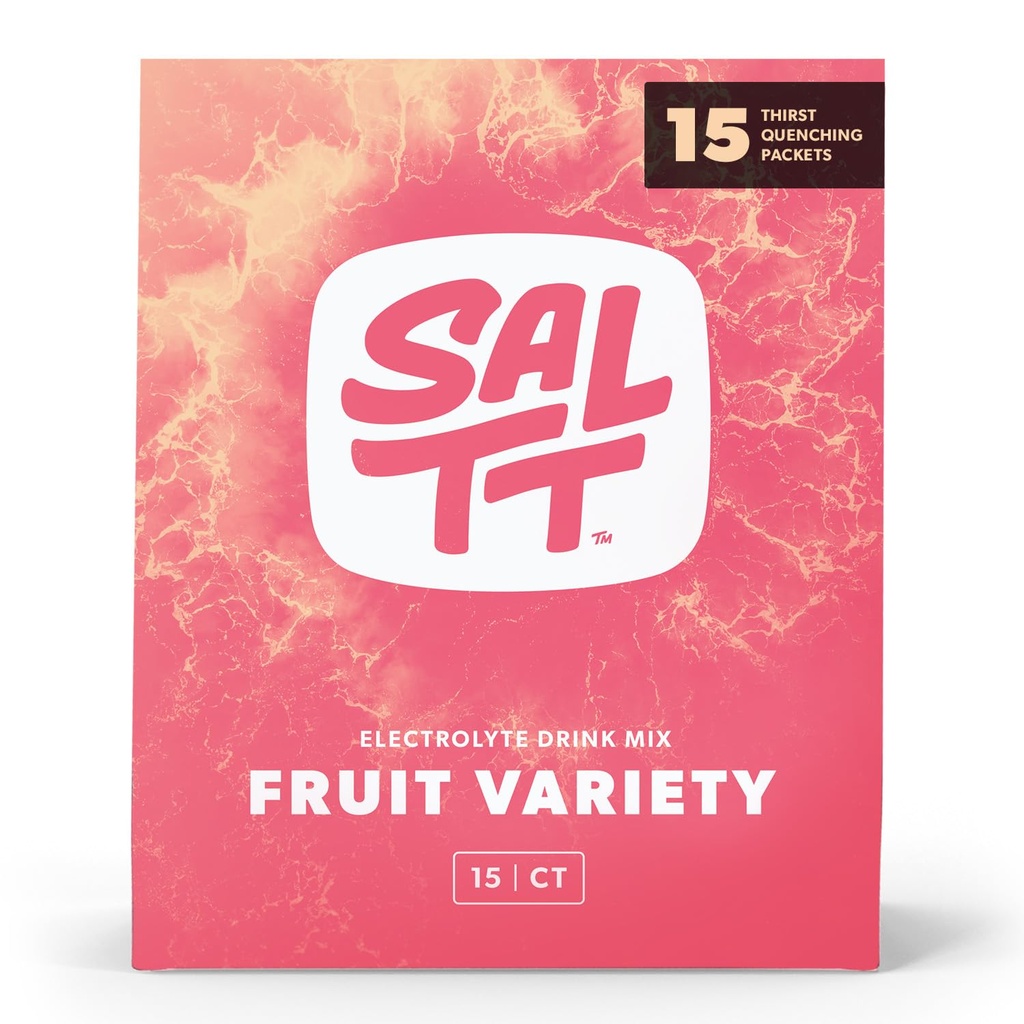 SALTT Electrolytes Powder Packets, Fruit Variety Pack (15 Packets) - Magnesium, Potassium, Sodium, Trace Minerals - Vegan & Gluten Free - Travel Essentials - Made in USA