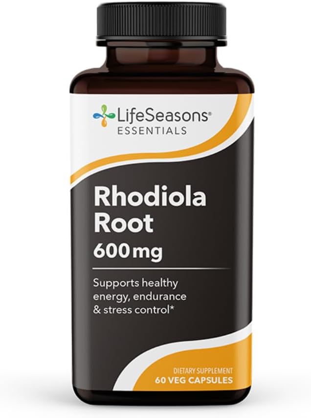 LifeSeasons Essentials Rhodiola Root - Understøtter sund stress respons, naturlige sovekredse, hjernesundhed & mere - Natural Call Support - 600 mg per 2 kapsler - 30 dages forsyning