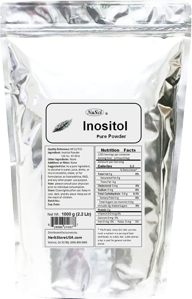Inositol Bulk Pure Powder 1000g (2,2 lb) NF12 & FCC kvalitetsstandard